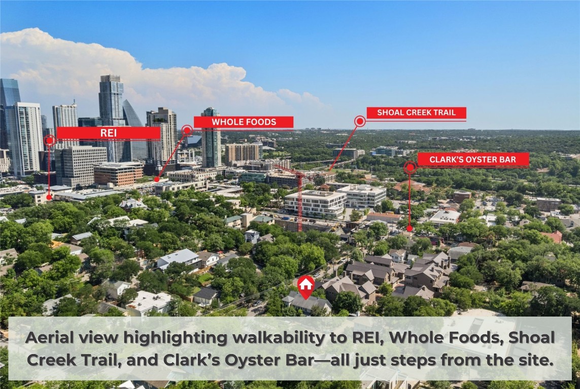 1201 West 8th Street Austin, TX 78703 - Photo 2 of 6 Drone / aerial view of a view of skyline