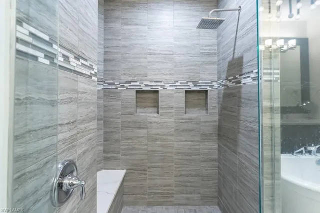 a bathroom with a shower