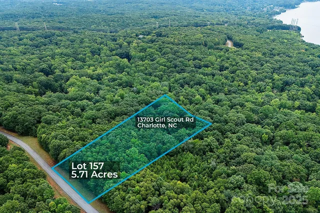 a view of a city with lush green forest