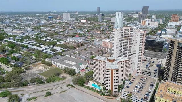 a view of a city with tall buildings