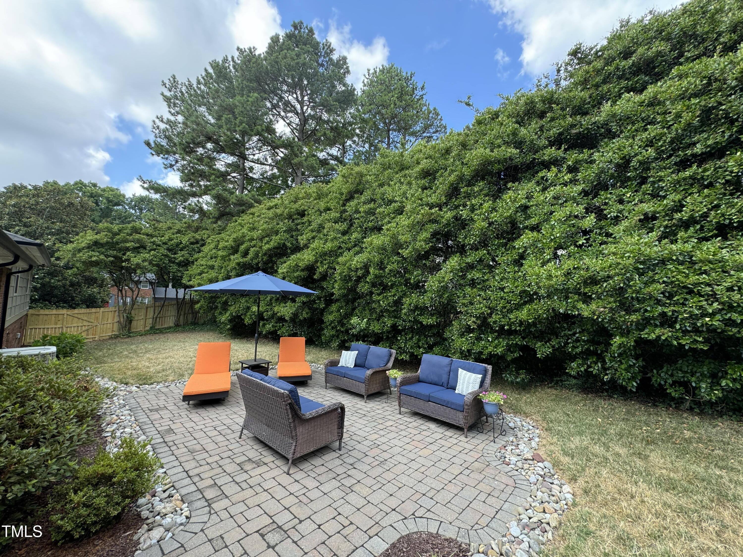 2901 Augusta Court Raleigh, NC 27607 - Photo 27 of 28 a backyard of a house with fire pit and outdoor seating