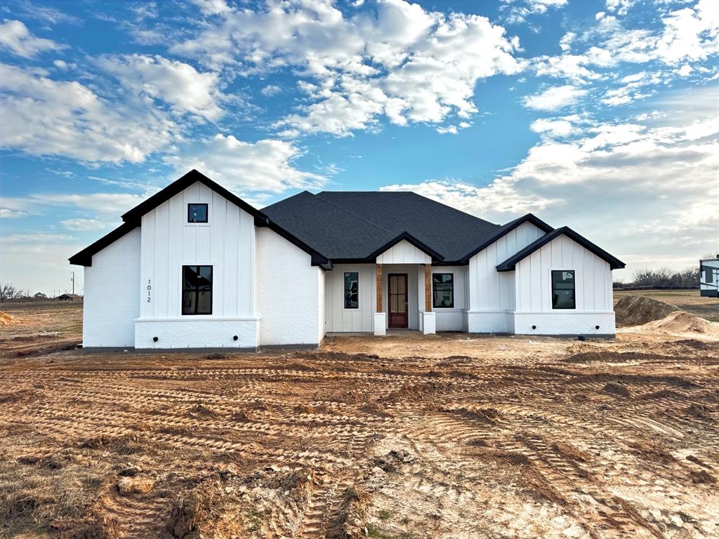 Modern farmhouse with board and batten siding