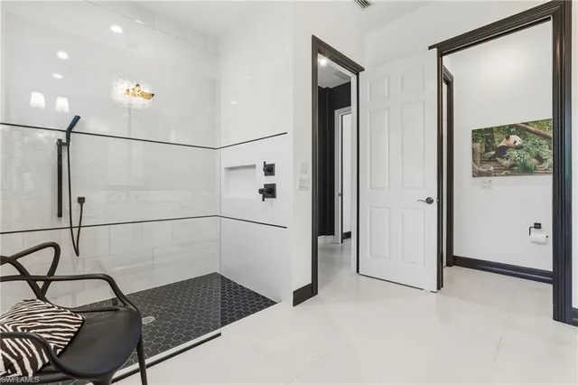 a bathroom with a sink and a shower