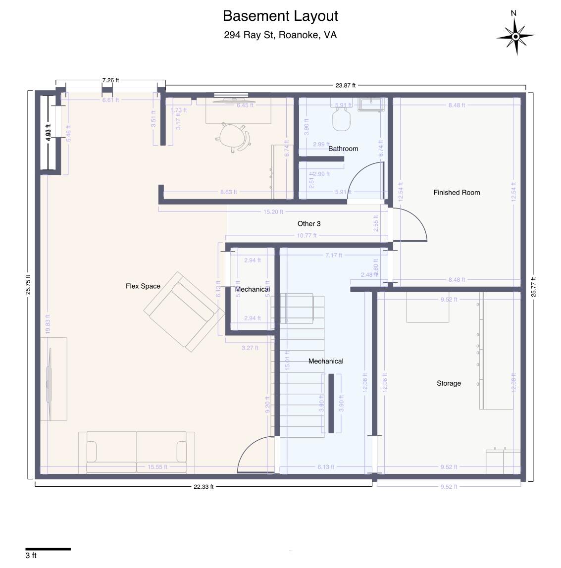 294 Ray Street Roanoke, VA 24019 - Photo 34 of 35 Basement Layout