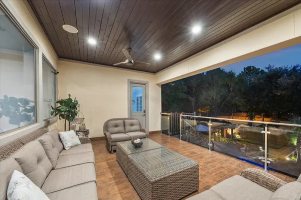 a living room with furniture