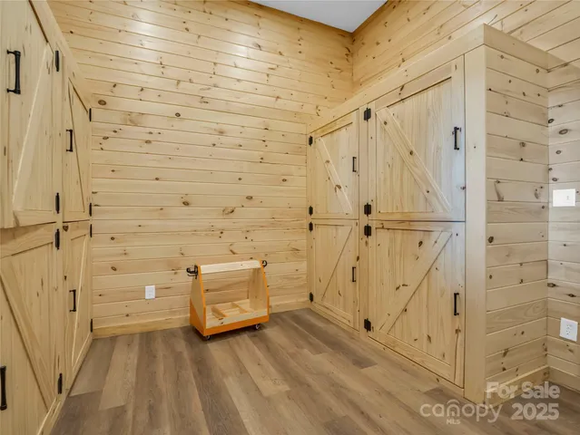 a view of a room with storage