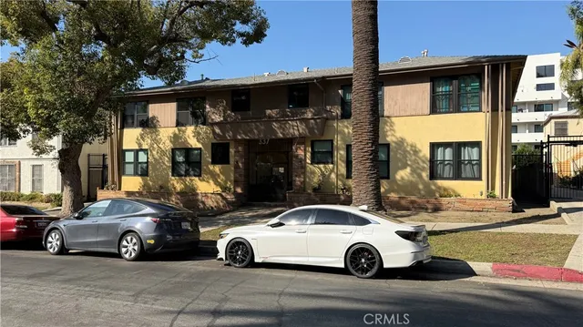 a car parked in front of a house