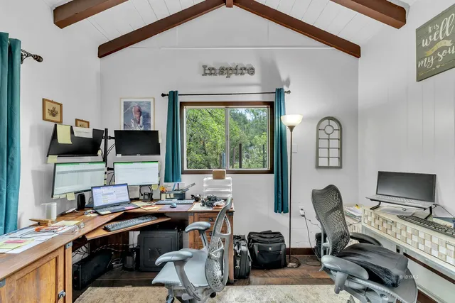 a view of a yard with a tree