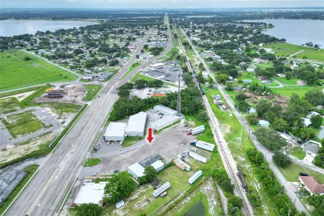 aerial view of a house with a garden and plants