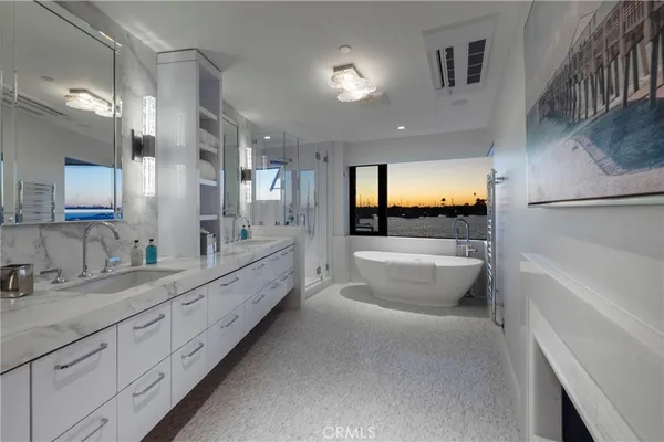 a large white room with a large window