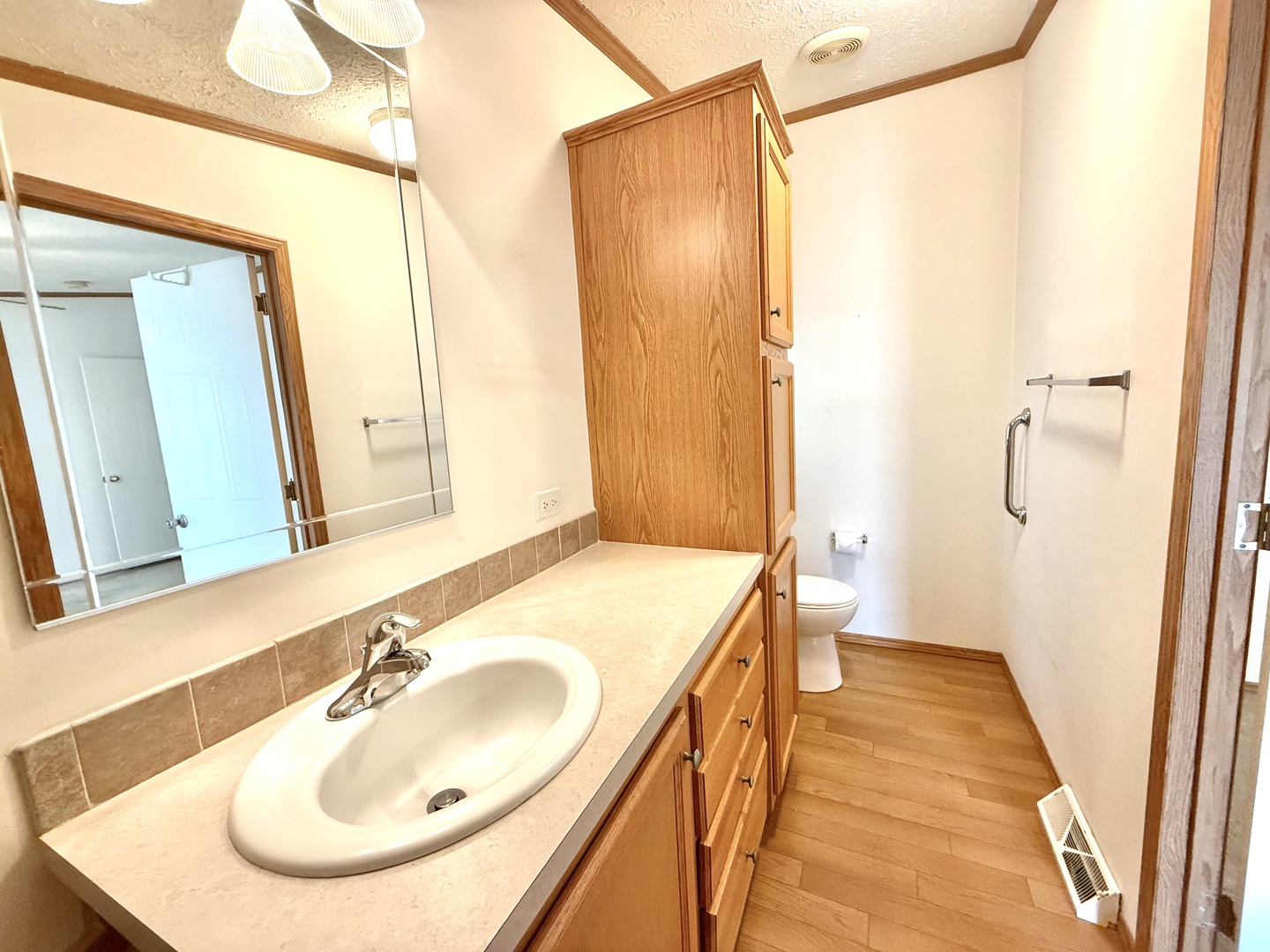 461 Meadowlark Circle, Unit A Sandwich, IL 60548 - Photo 19 of 28 a bathroom with a sink and a mirror