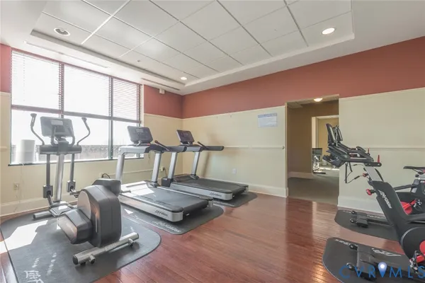 a room with gym equipment