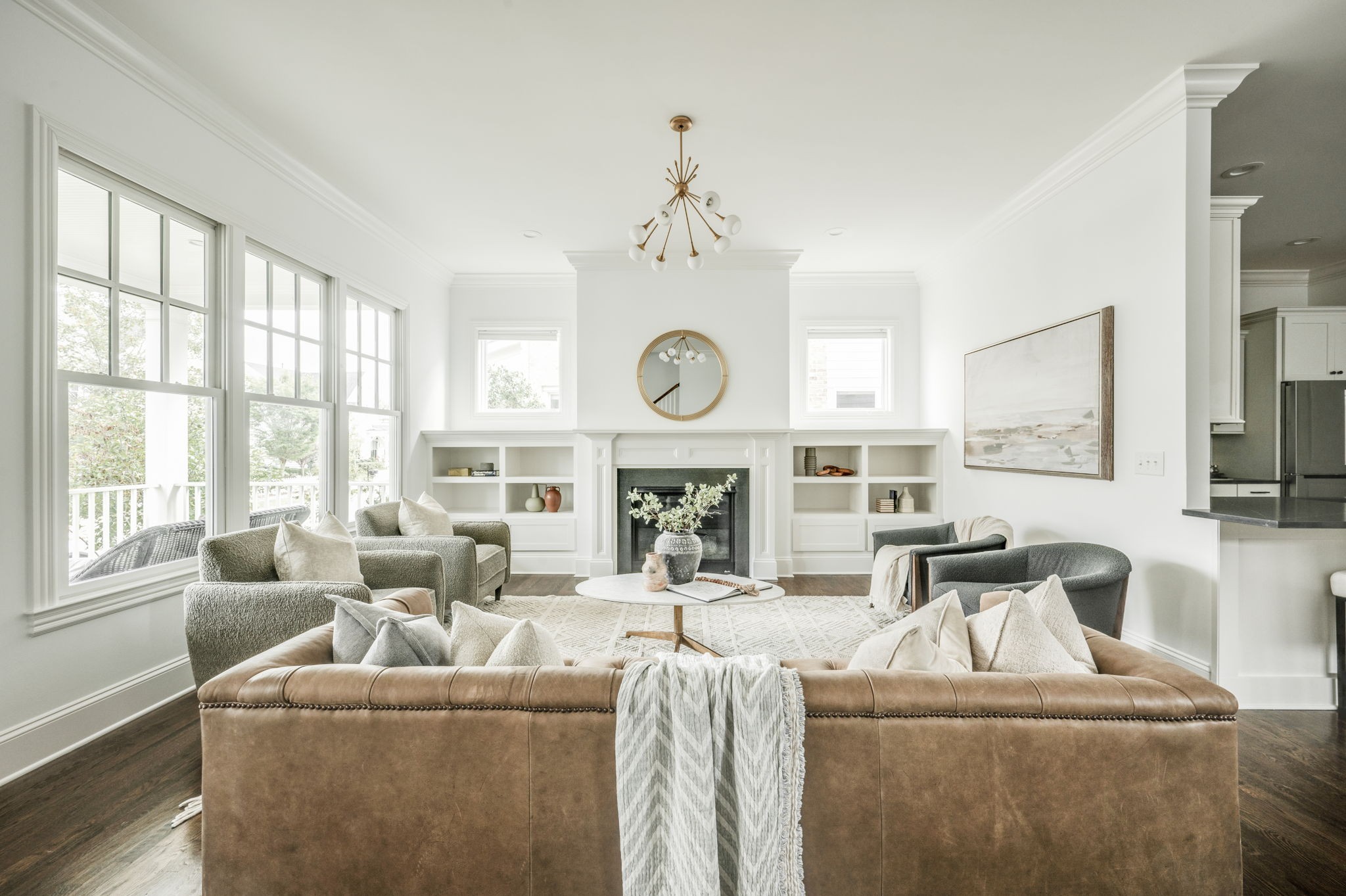 5144 Donovan Street Franklin, TN 37064 - Photo 9 of 52 a living room with fireplace furniture and a large window