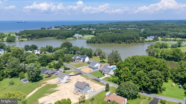 a view of a lake with a city view