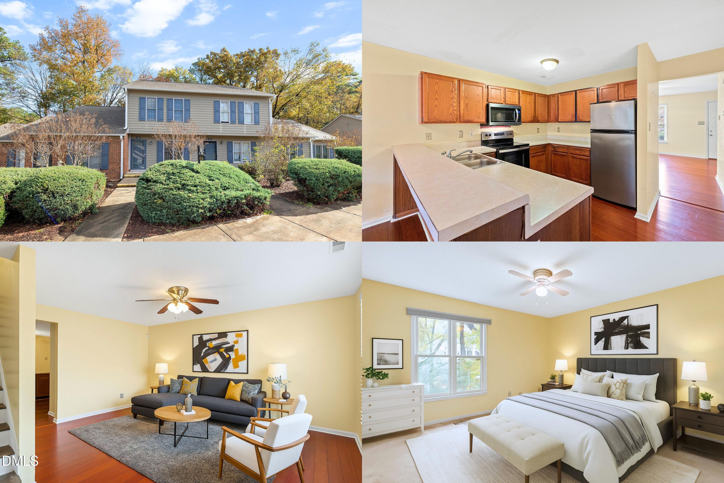 a view of a bedroom with furniture and a potted plant