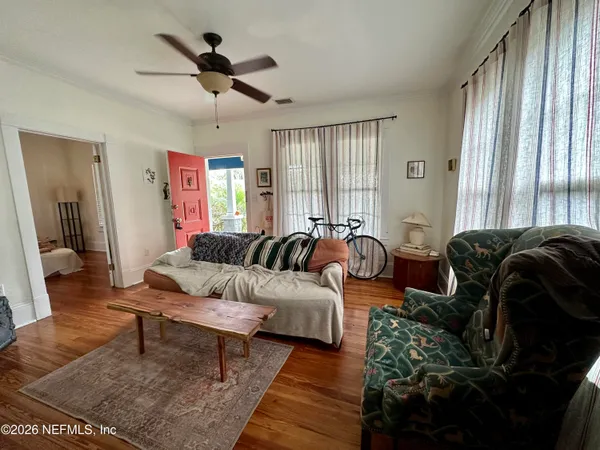 a living room with furniture