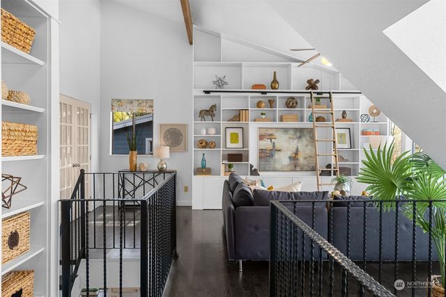 a view of balcony with furniture