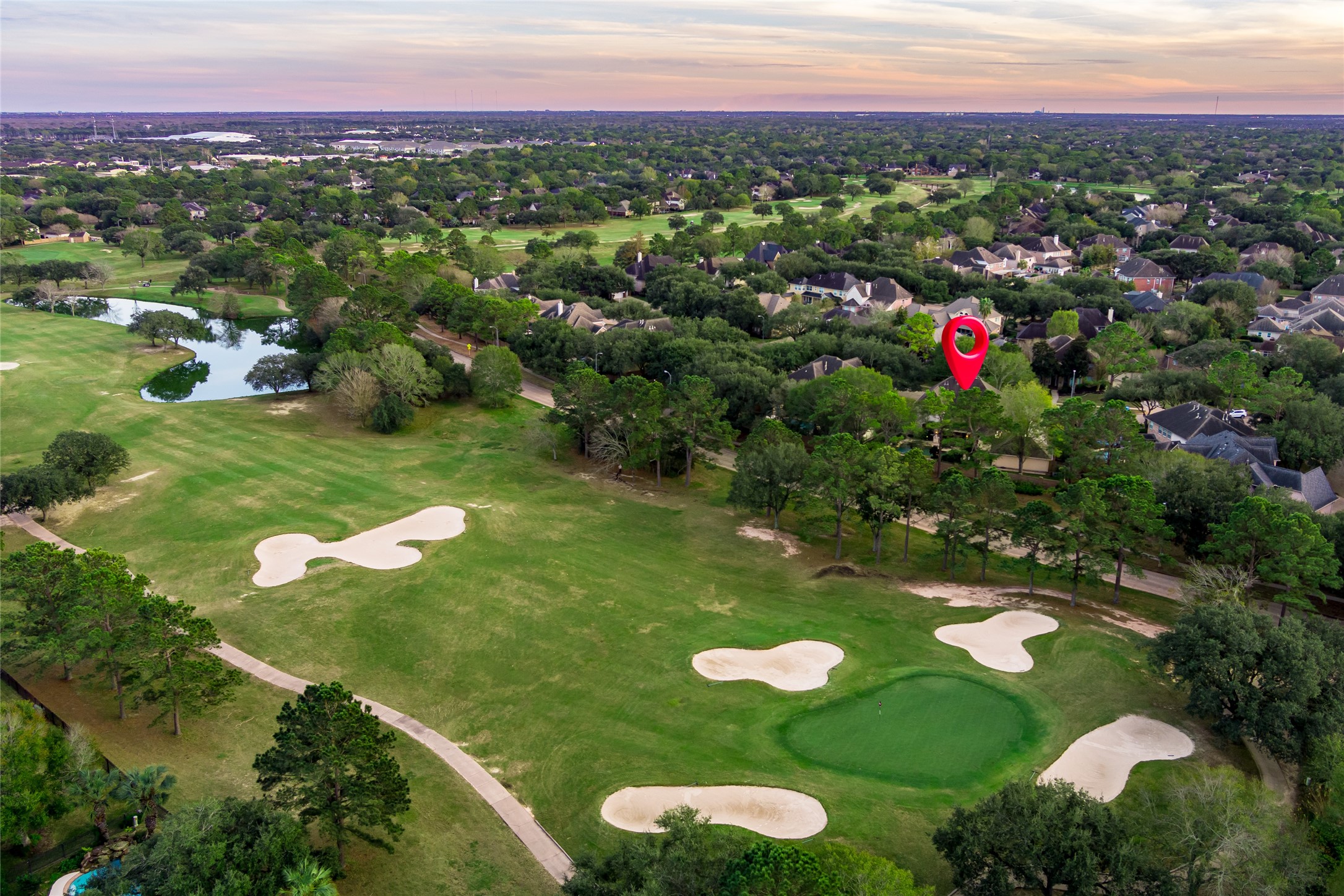 22806 2 Rivers Lane Katy, TX 77450 - Photo 48 of 49 The red pin marks the home's location. Enjoy the views of Hole 6 at the The Golf Course at Cinco Ranch from the relaxation of your backyard or upstairs in your game room.