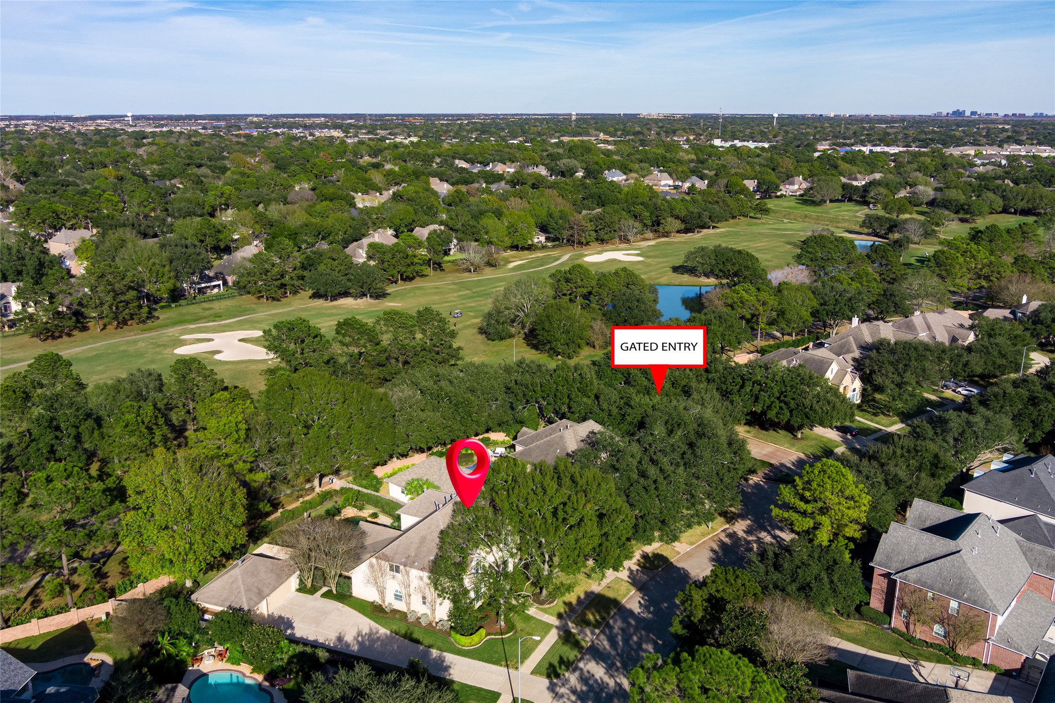 22806 2 Rivers Lane Katy, TX 77450 - Photo 8 of 49 Located in the much sought after neighborhood of Fairway Manor in Cinco Ranch, this home enjoys a prime setting near Hole 6 of The Golf Course at Cinco Ranch. A street separates the property from the fairway, offering beautiful views with added privacy and a peaceful atmosphere.