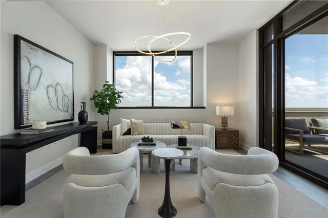 a living room with furniture