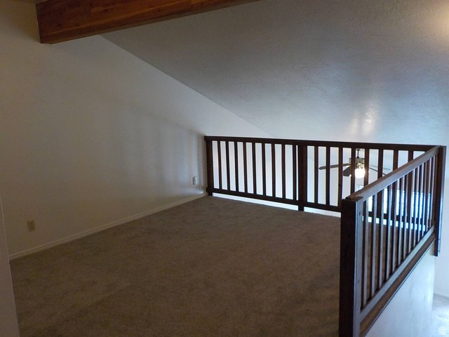 190 West 700 North Logan, UT 84321 - Photo 49 of 51 Stairway with carpet floors and a ceiling fan