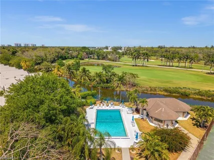 aerial view of a city with lawn chairs