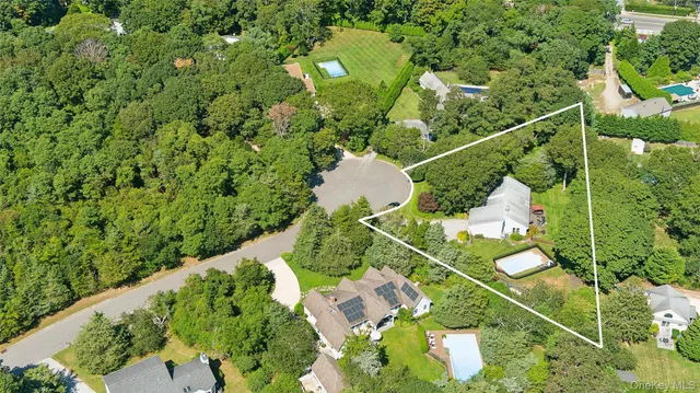 an aerial view of a house