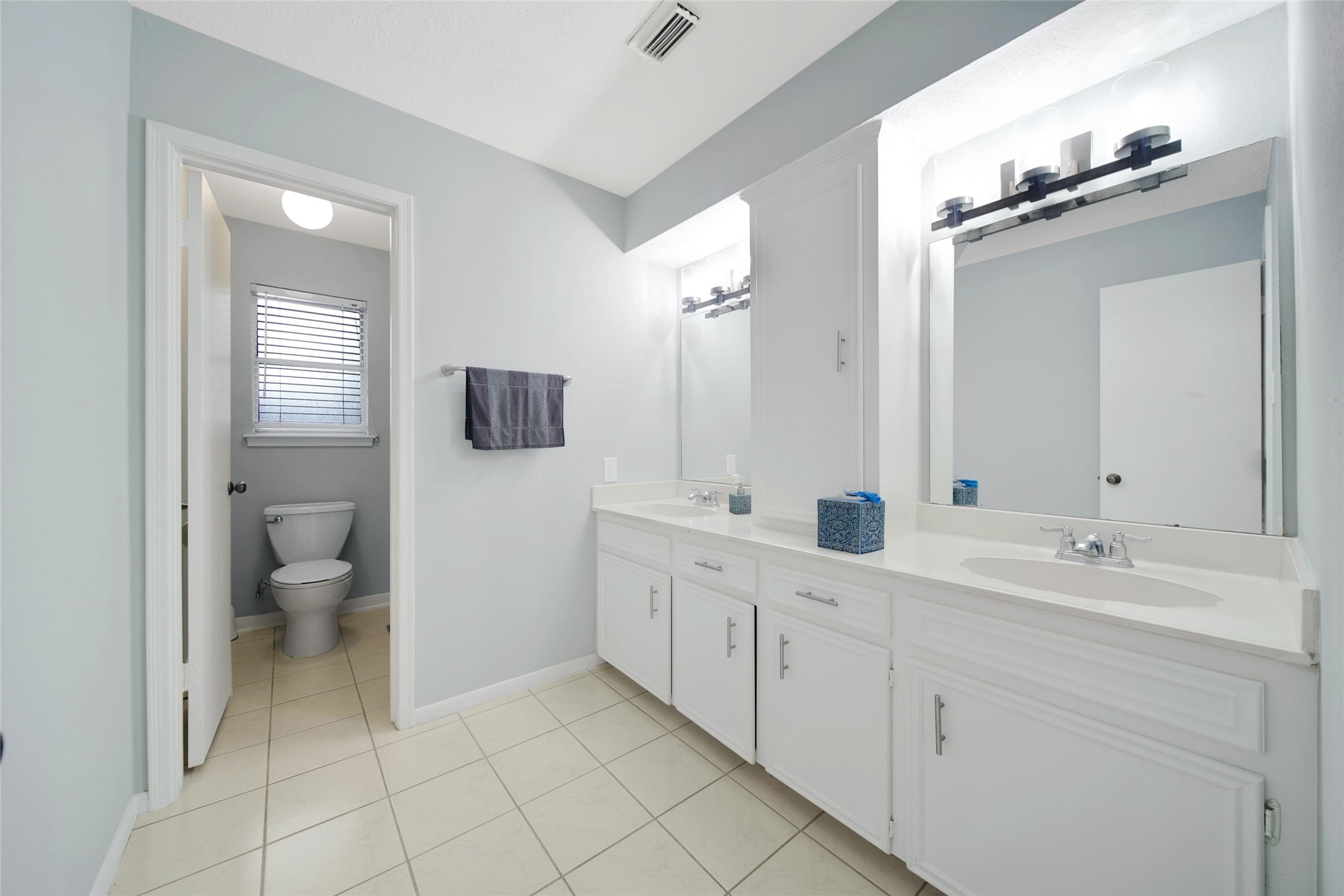 6522 Castle Pine Lane Spring, TX 77379 - Photo 29 of 38 a spacious en suite bathroom with a toilet sink and mirror