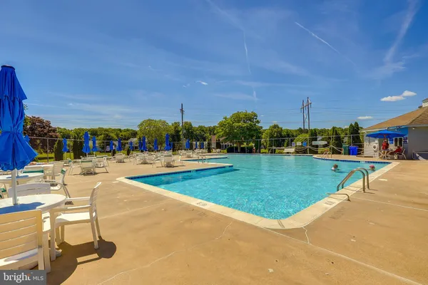 a view of a swimming pool with a yard