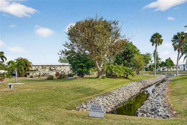 a view of a golf course with a garden