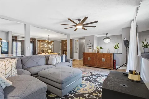 a living room with furniture