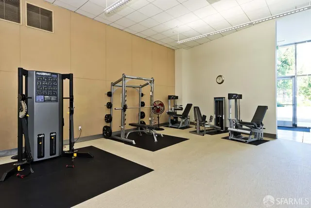 a view of a room with gym equipment