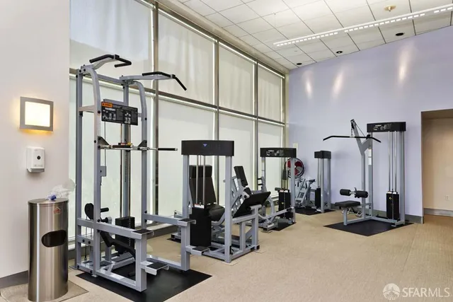 a view of a room with gym equipment