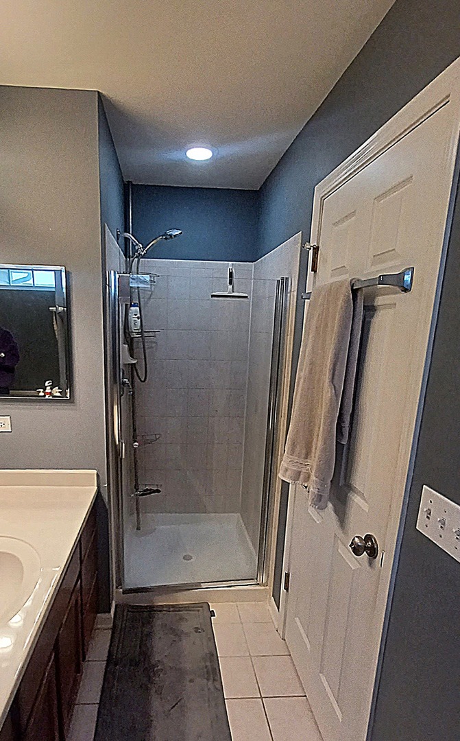 17543 Gilbert Drive Lockport, IL 60441 - Photo 35 of 54 a bathroom with a shower and a mirror