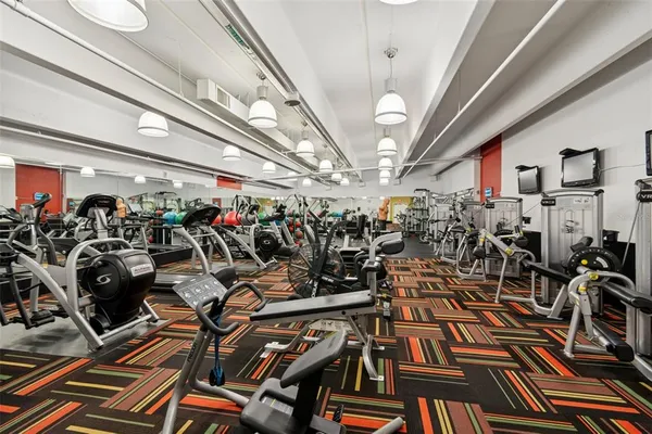 a room with gym equipment