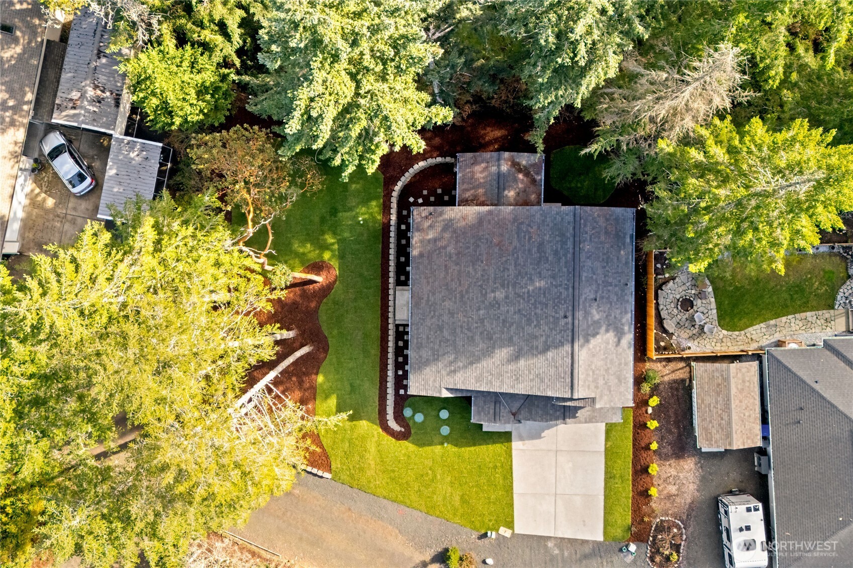 31 East Rhododendron Court Union, WA 98592 - Photo 37 of 38 an aerial view of a house with a yard