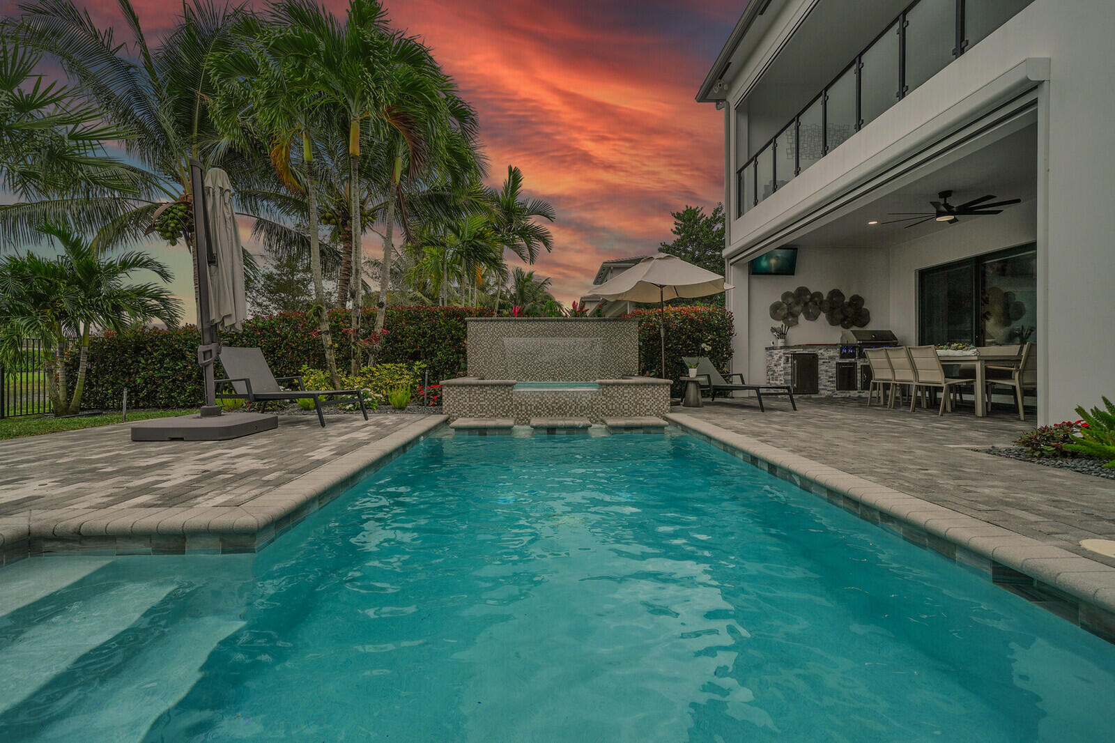 17318 Pagoda Palms Drive Boca Raton, FL 33496 - Photo 3 of 92 TWILIGHT OF BACKYARD POOL