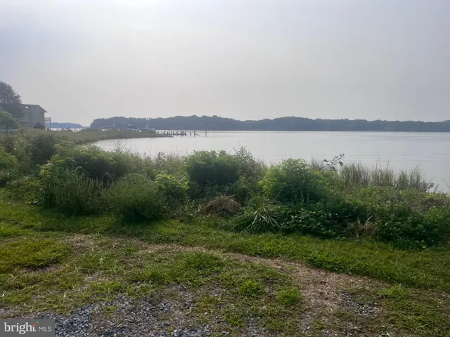 a view of lake with green space