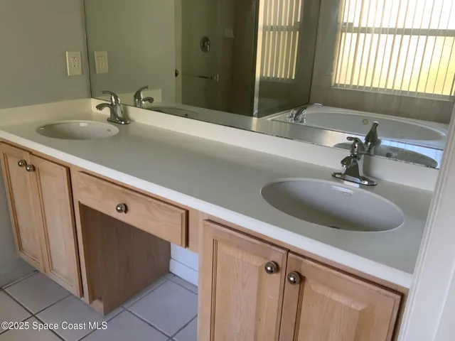a bathroom with a sink and a large mirror