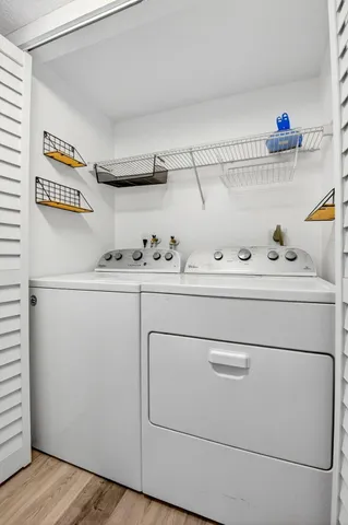 a utility room with dryer and washer