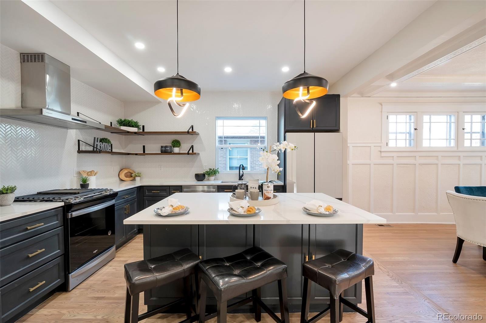 1417 Monroe Street Denver, CO 80206 - Photo 7 of 43 a view of a dining room with furniture window and wooden floor