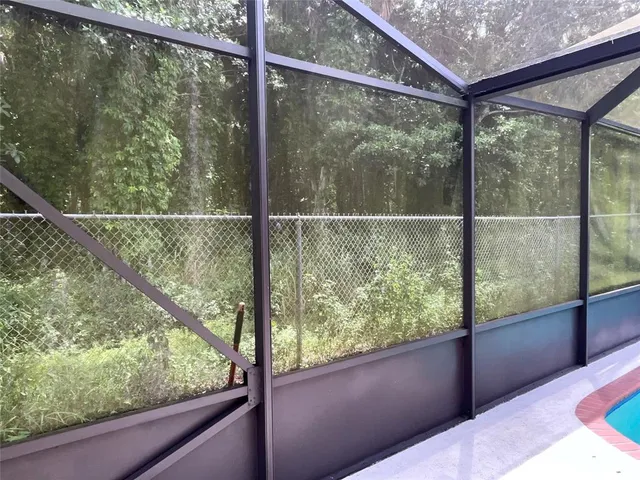 a view of a balcony from a window