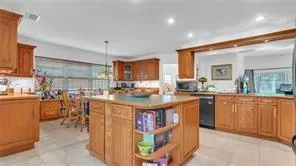a kitchen with lots of counter top space