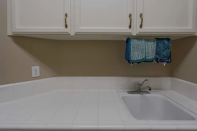 a bathroom with a bathtub