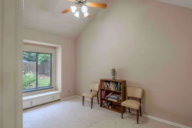 a view of a livingroom with a window