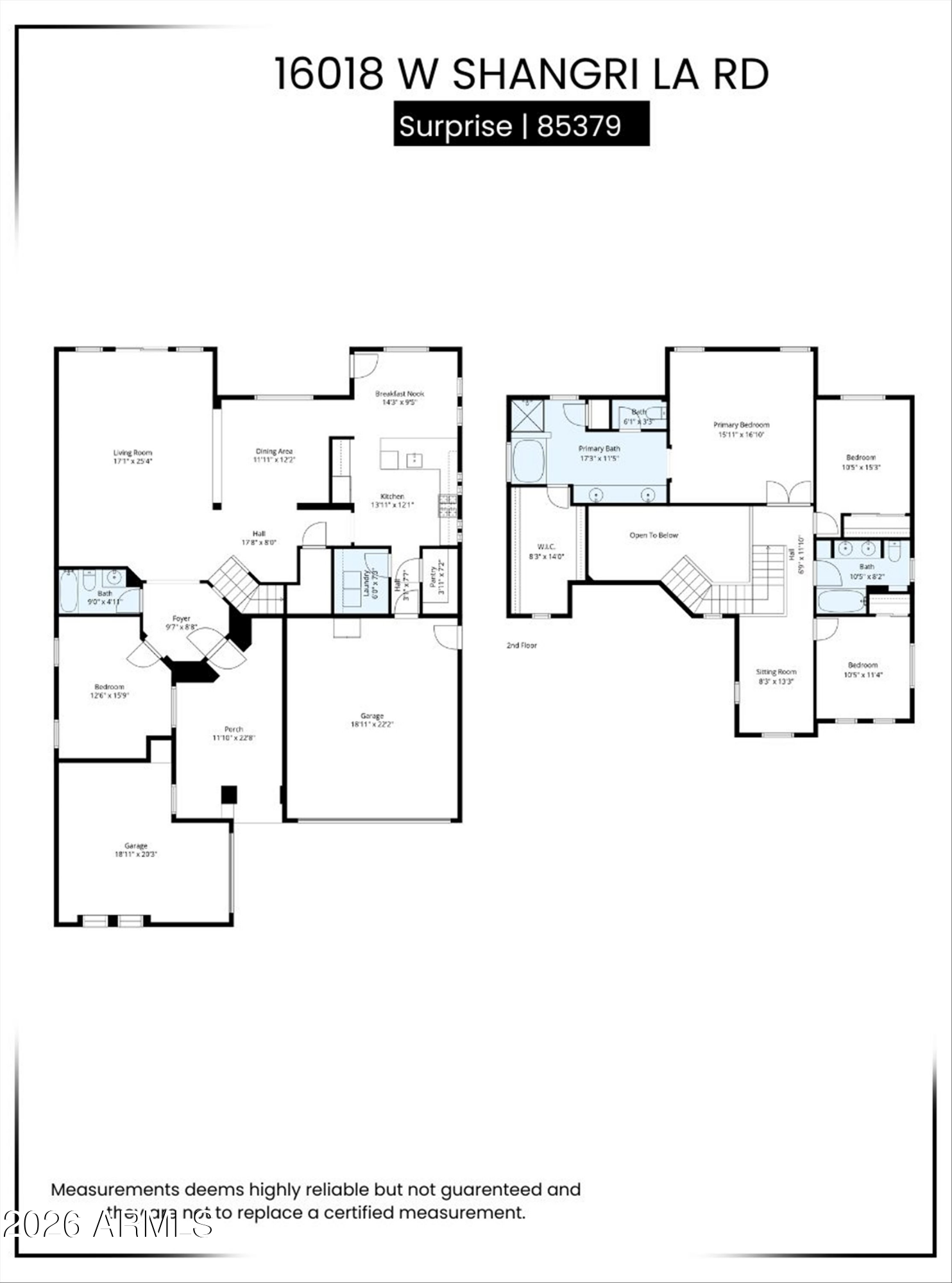 16018 West Shangri La Road Surprise, AZ 85379 - Photo 40 of 40 a picture of a floor plan