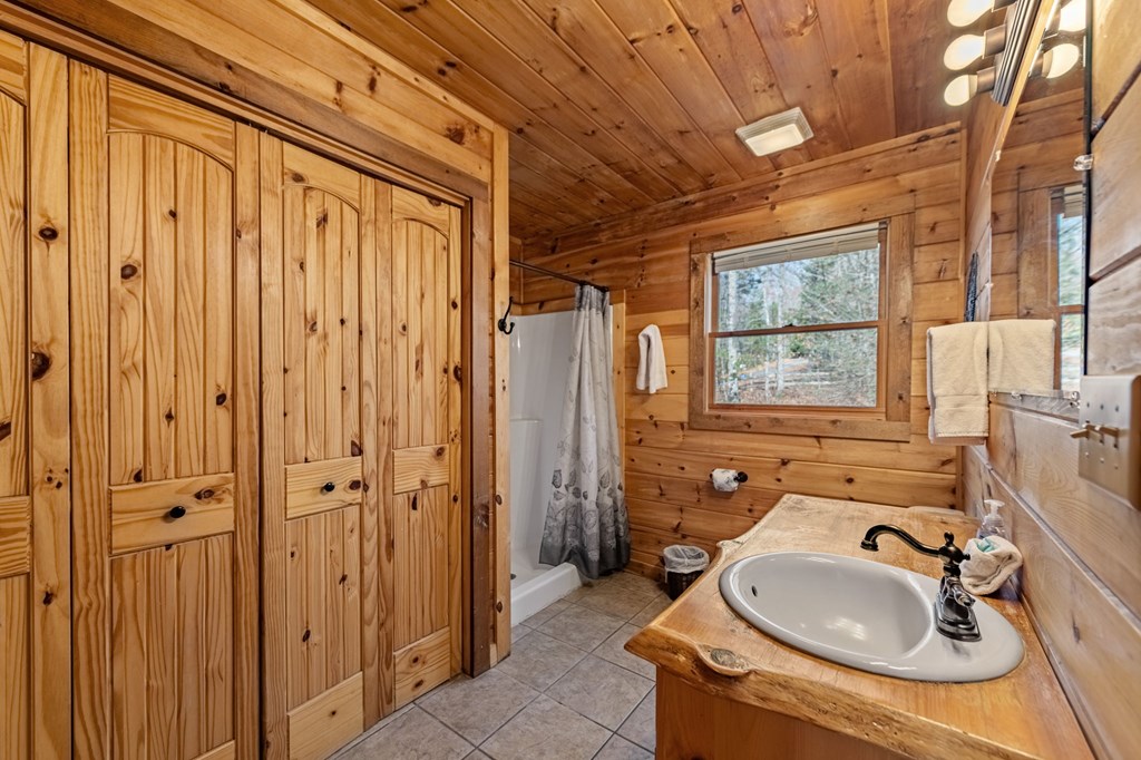 126 Sugar Mountain Road Blue Ridge, GA 30513 - Photo 15 of 78 a bathroom with a sink a mirror and a window