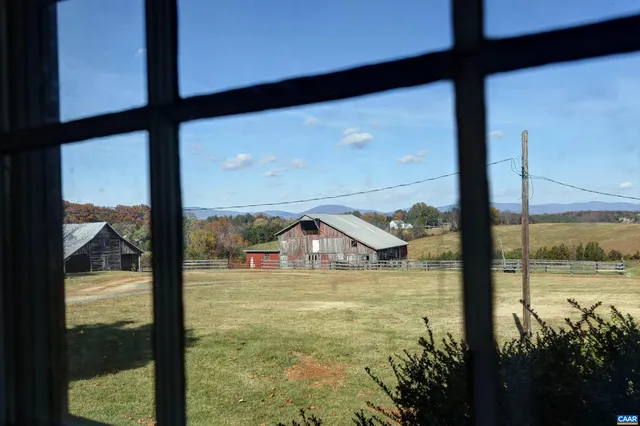 a view of swimming pool from a window