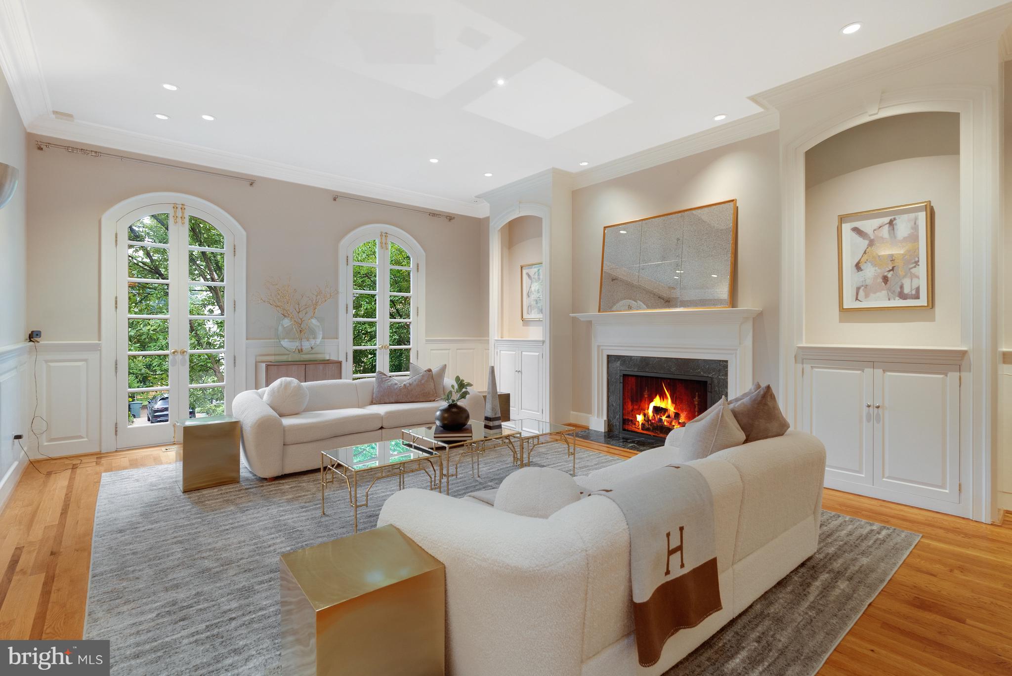 Spacious Living Room with Fireplace