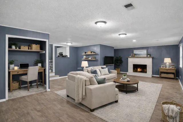 a living room with furniture